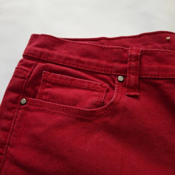 DKNY Red Burgundy Bootcut Jeans Sz 14 Zippered Grommet Pockets - Picture 5 of 12